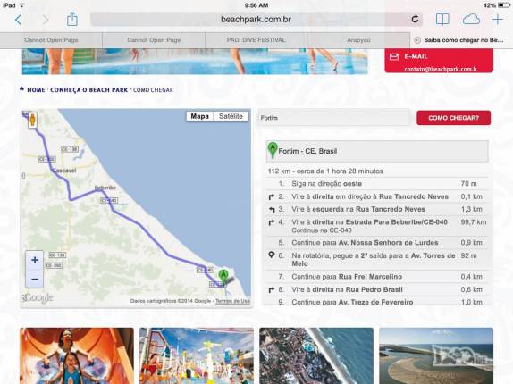 Sem o GPS da Fiona, foi o mapa do ipad que nos ajudou a dirigir de Fortim, no litoral leste cearense, até o Beach park, na capital Fortaleza